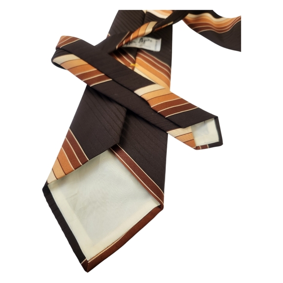 70s Vintage Don Loper Brown Striped Necktie Polyester Classic Retro California - Picture 5 of 6